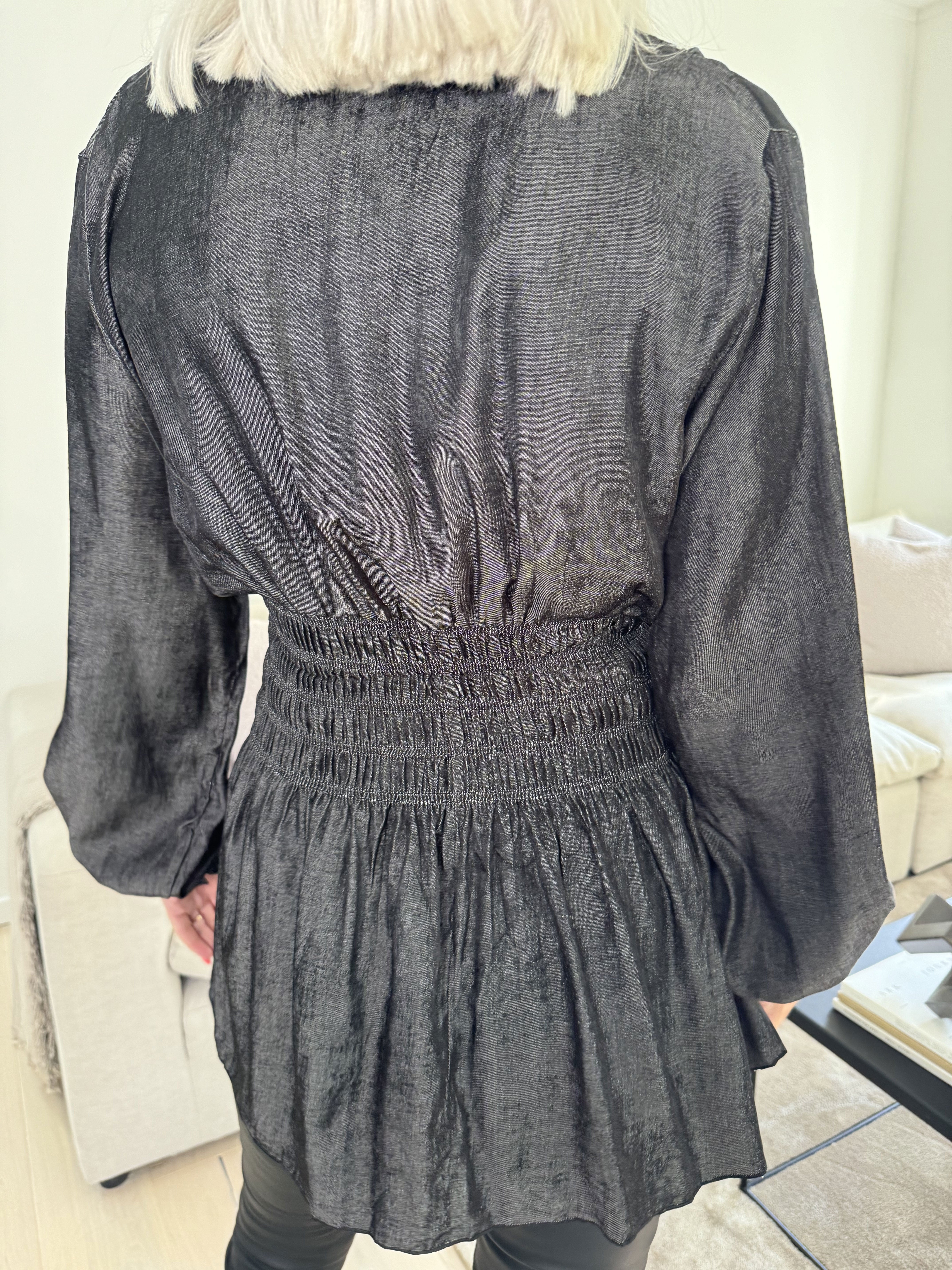 Pams Denim Shirt L/S - Elastisk bluse med lange ærmer